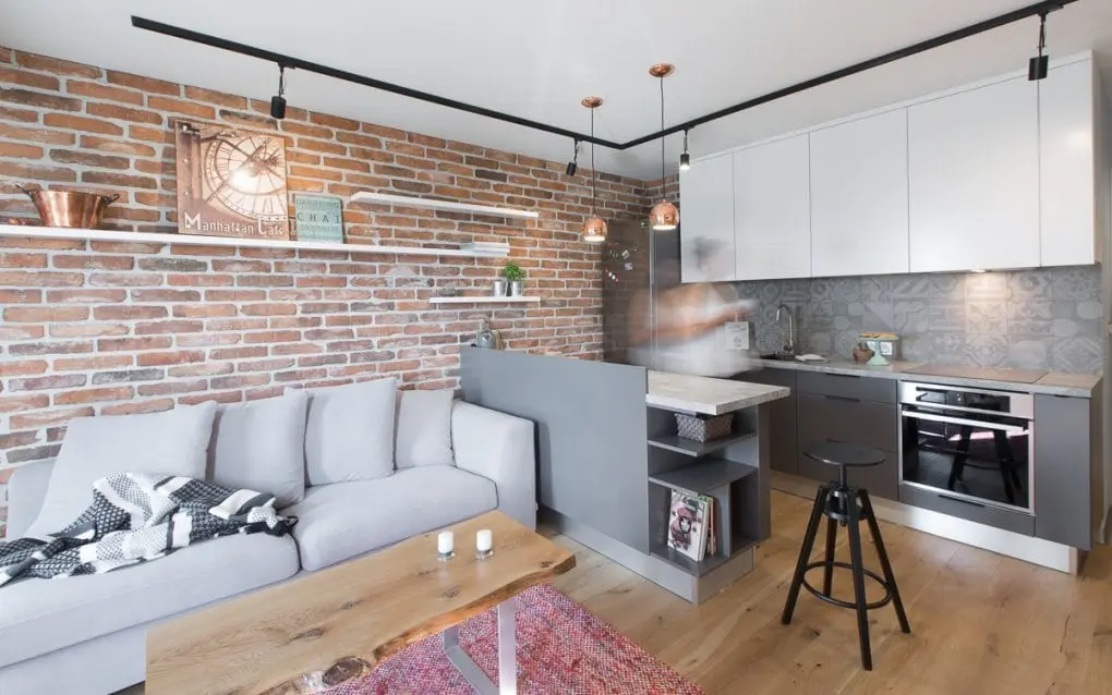 Salon z aneksen kuchennym, proj. TIKA