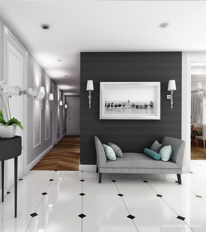 Hol w stylu modern classic | proj. Pracownia Architektoniczna USZOK