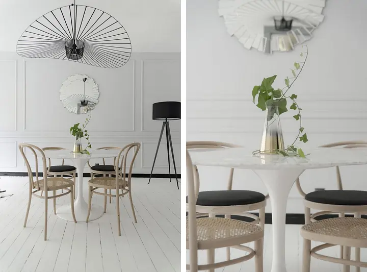 Desigerski akcent w postaci lampy Vertigo Petite Friture w skandynawskim wnętrzu | proj. studioLOKO