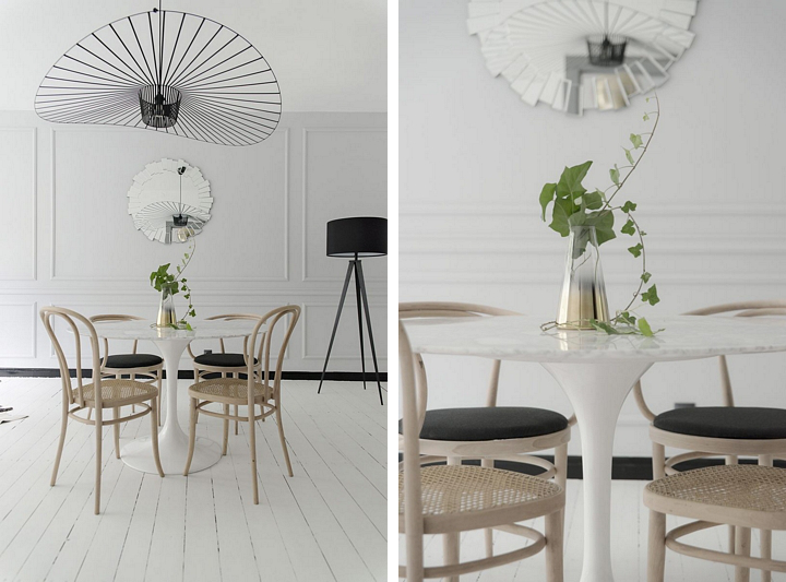Desigerski akcent w postaci lampy Vertigo Petite Friture w skandynawskim wnętrzu | proj. studioLOKO