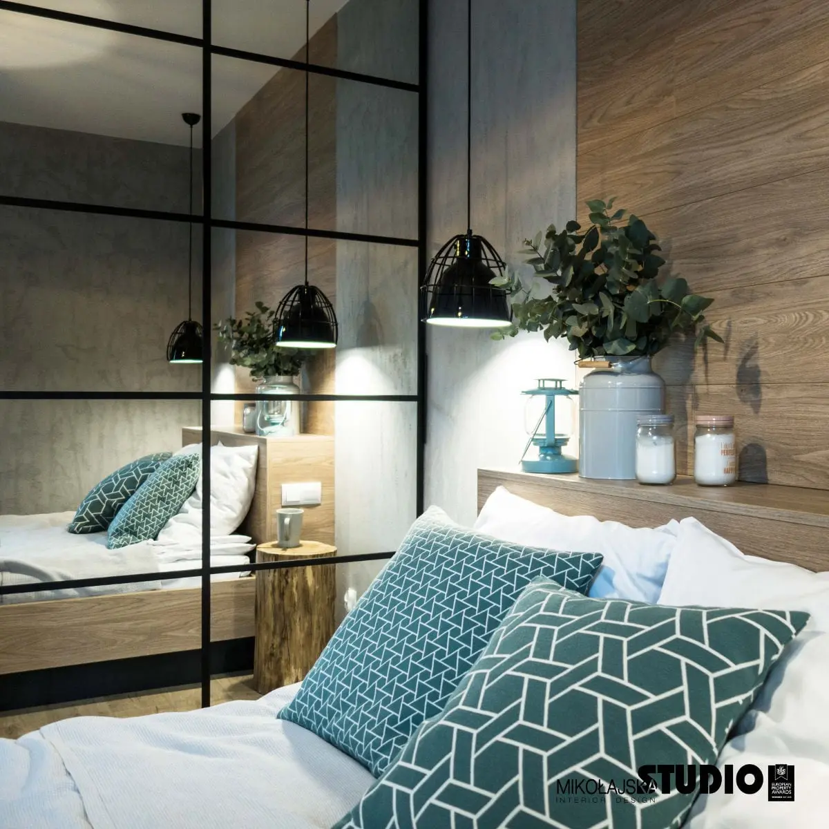 Sypiania z niebieskim akcentem, proj. Mikołajska Studio