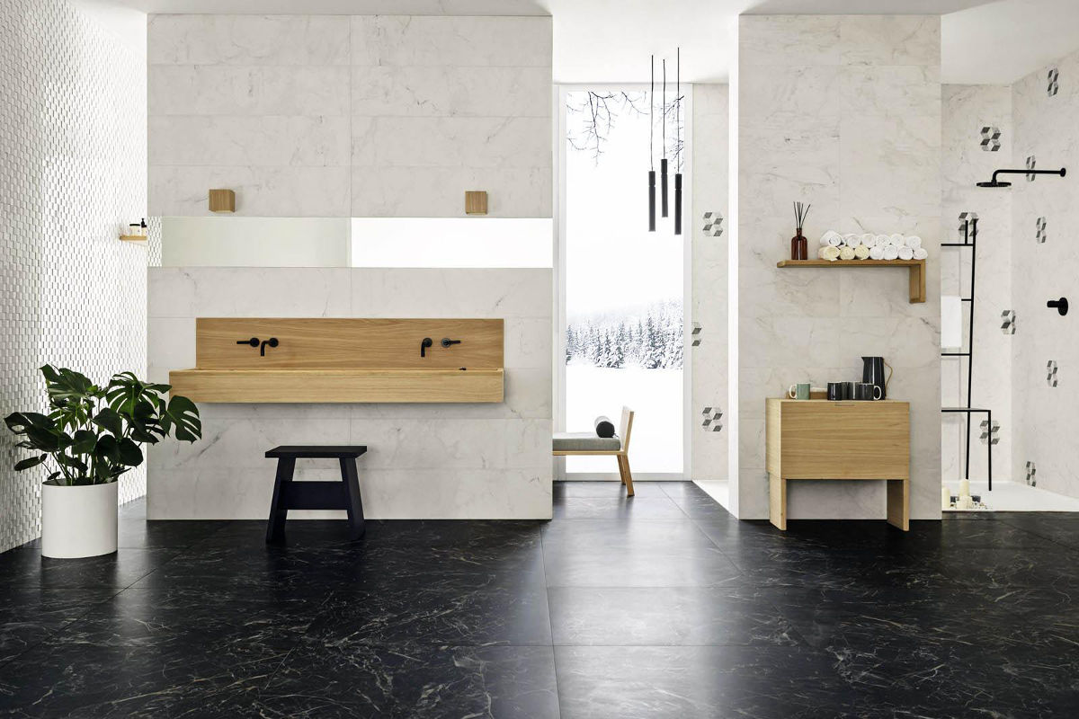 Piękna kompozycja z płytek Marazzi w łazience