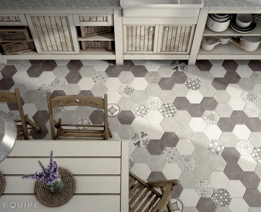 Equipe Hexatile Cement płytki heksagonalne patchworkowe dostępne w Internity Home
