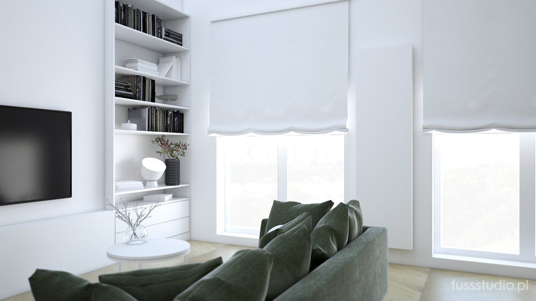 Salon z zieloną welurową sofą | Fuss Studio 