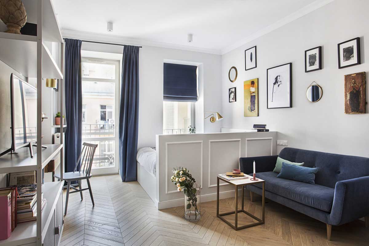 salon i sypialnia w jednym