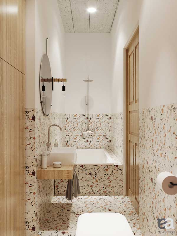 Mała łazienka z lastryko | proj. Nica Design