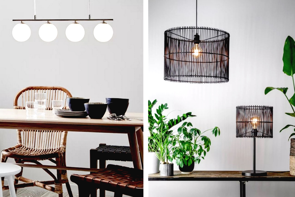 Lampy i ratanowe krzesła, wprowadzą motyw boho do wnętrza.
