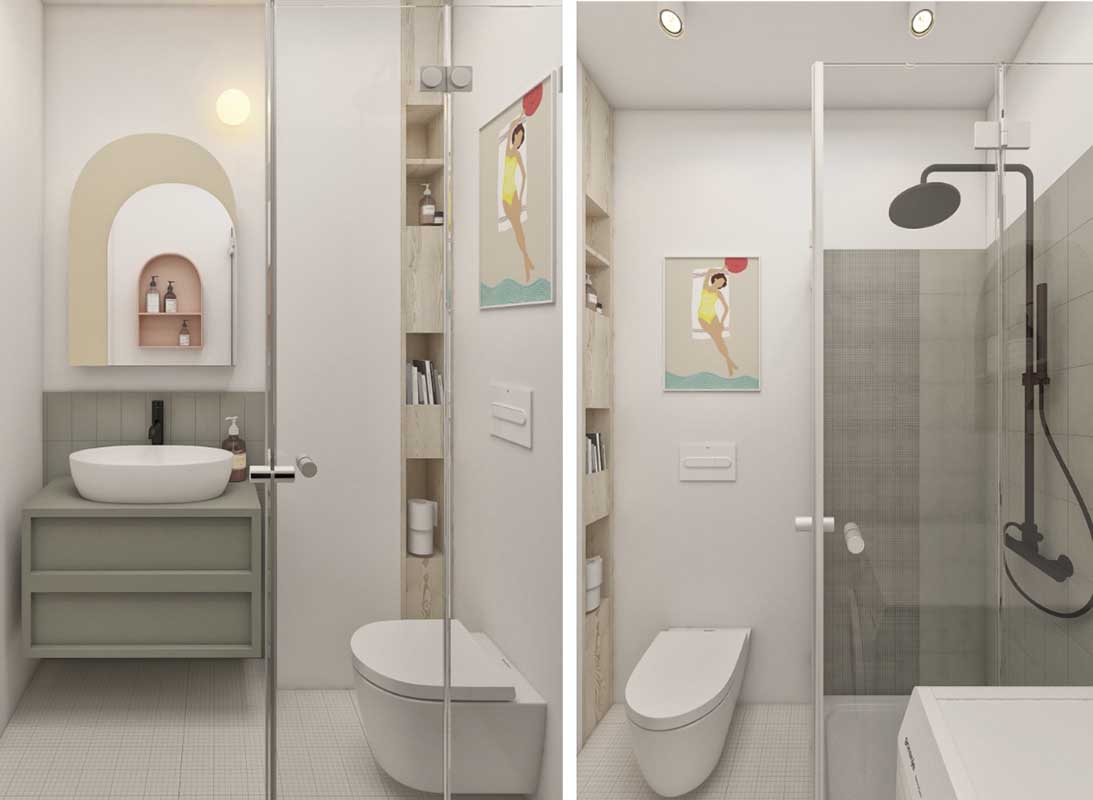 Mięta w łazience. | Projekt: Joanna Osajda – Osajda Studio Architektura Wnętrz