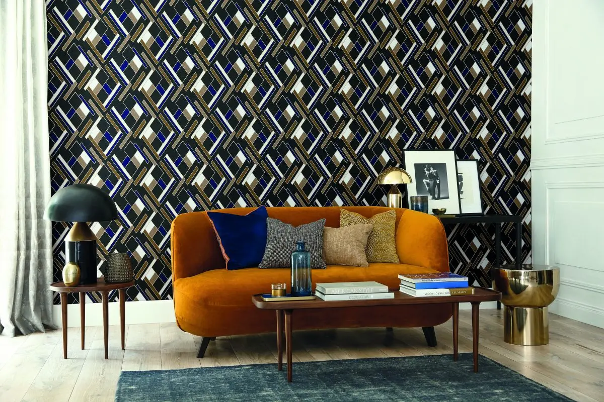 Tapeta marki Casamance w projekcie salonu