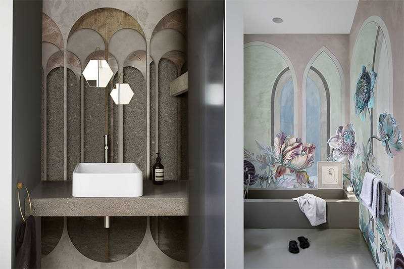 Tapety pozwalają na nietuzinkową aranżację łazienki | źródło: Wall & Deco