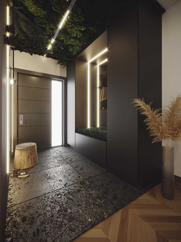 Oświetlenie Archlines marki SternLight w projekcie przedpokoju | proj. Natalia Pęcka Dezeen Architekci
