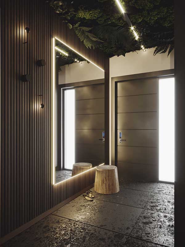 Oświetlenie Archlines marki SternLight w projekcie przedpokoju | proj. Natalia Pęcka Dezeen Architekci
