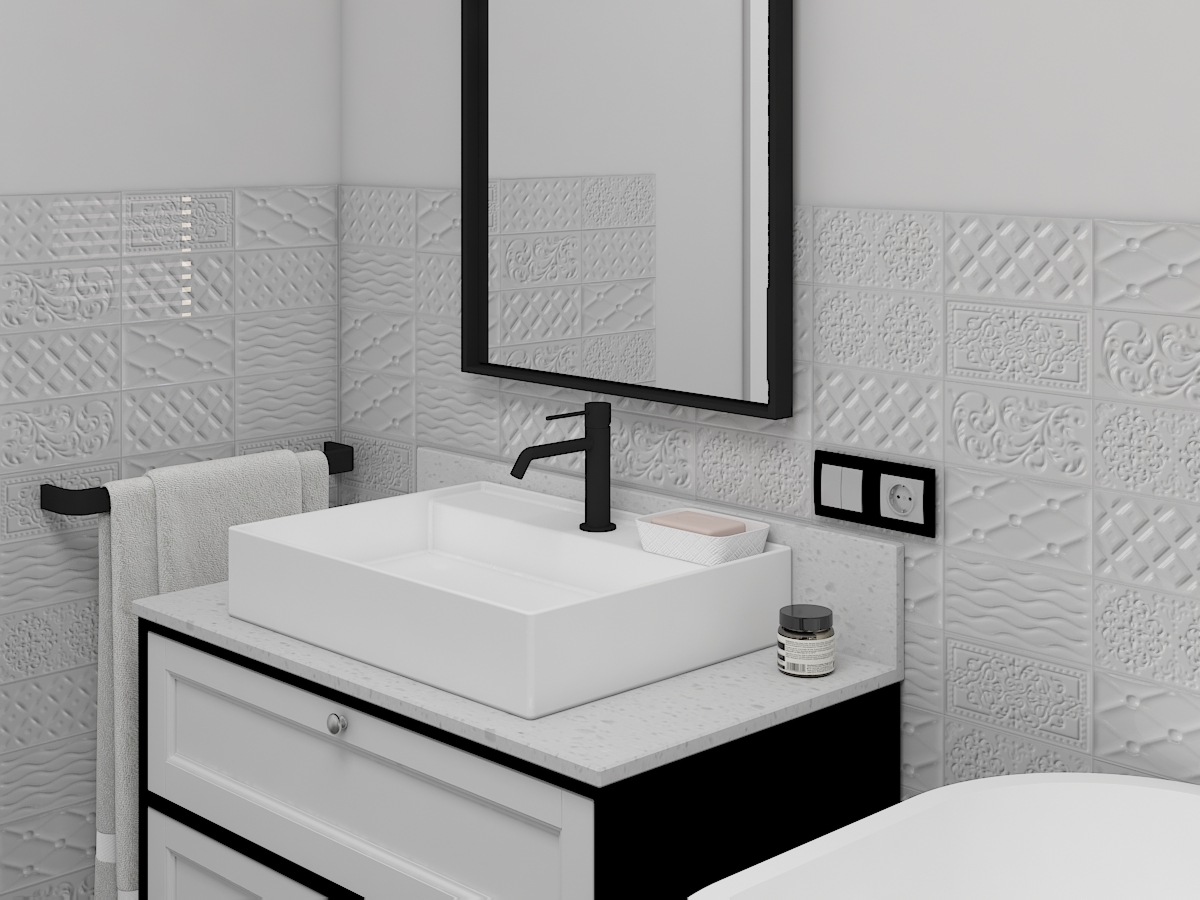 Umywalka z serii In Love i bateria Siena Black. | Projekt: Agnieszka Gajkowska AGGA