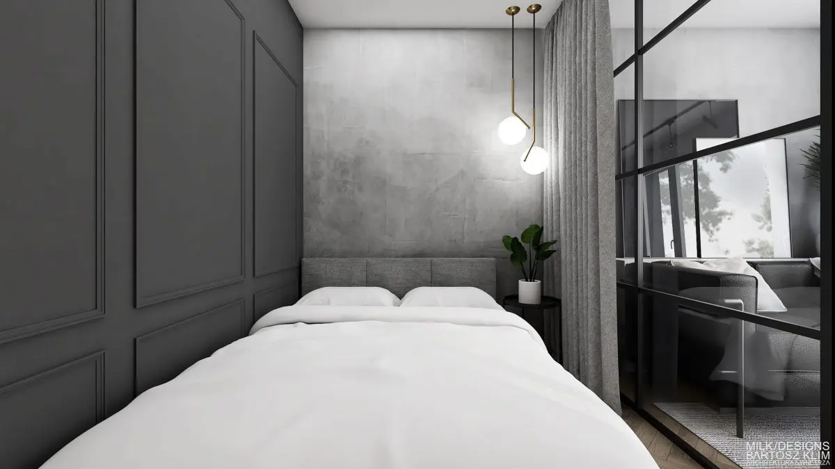 Wnętrze inspirowane brutalizmem. | Proj.: milk designs