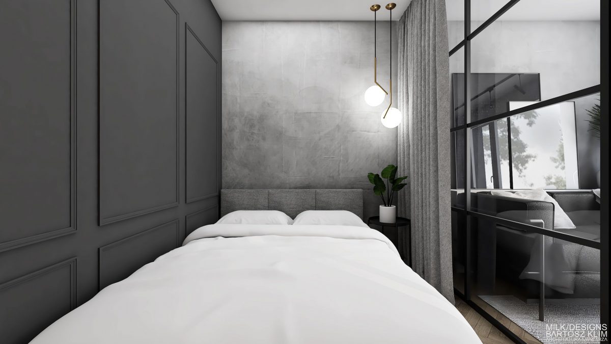 Wnętrze inspirowane brutalizmem. | Proj.: milk designs