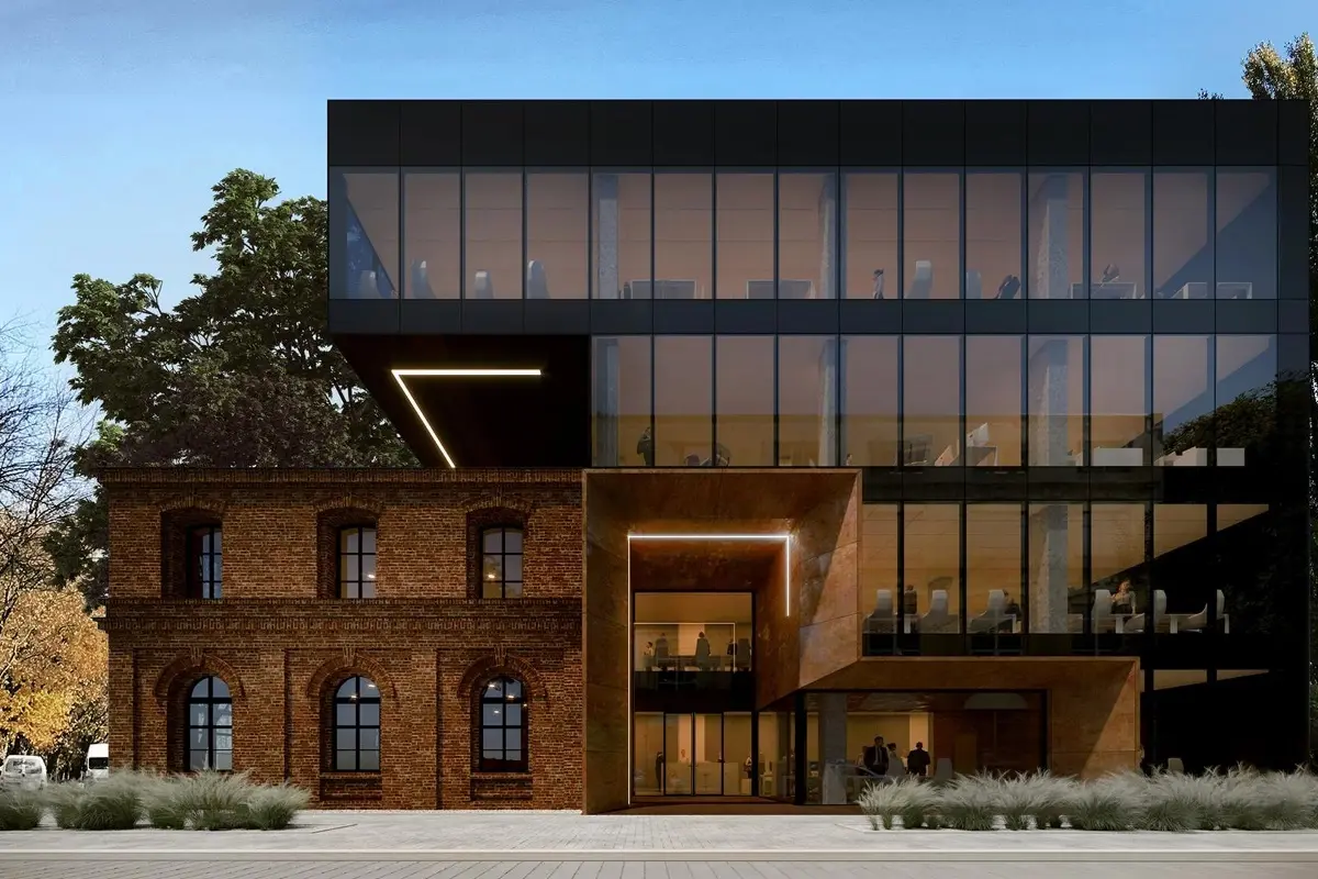 Stróżówka idealnie wpisuje się w nowoczesną zabudowę. | Proj.: REFORM Architekt