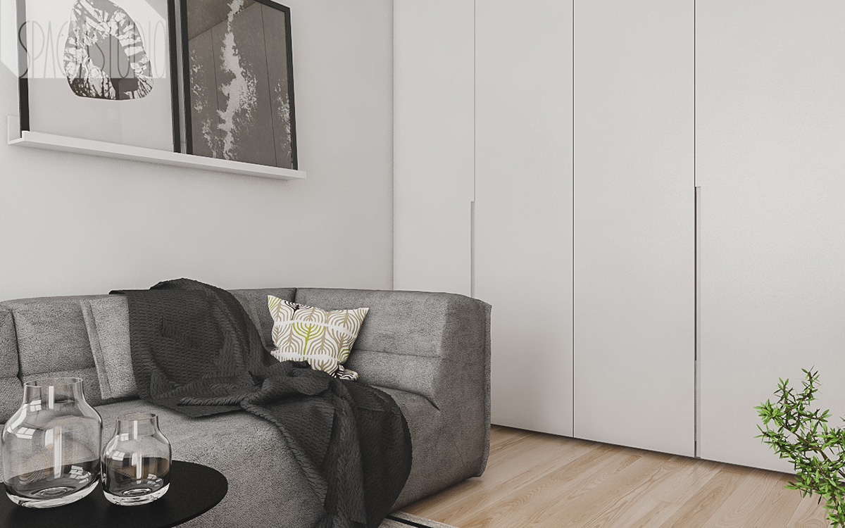 Salon i sypialnia w jednym | proj. Spacja Studio