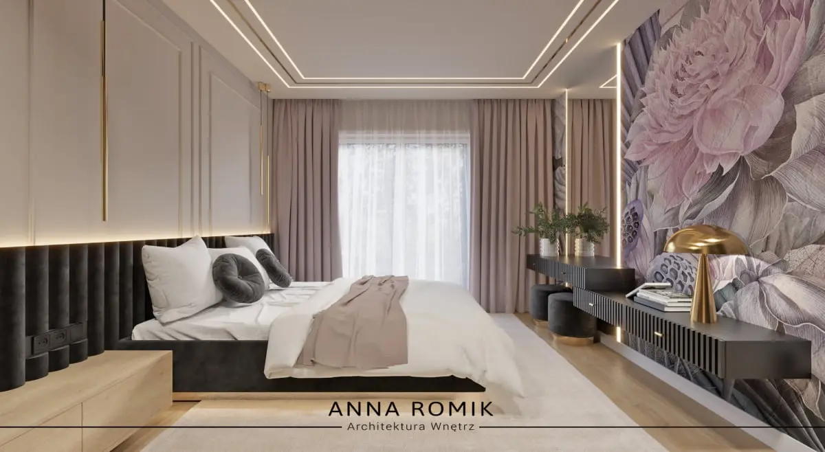 sypialnia w klimacie glamour