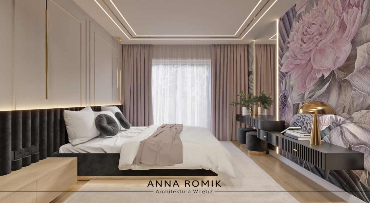 sypialnia w klimacie glamour