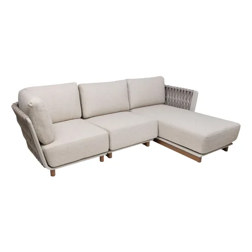 Solis Kompletna sofa 3 elementy szezlong prawa tkanina FONTELINA nóżki aluminiowe