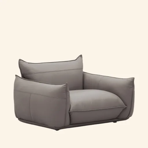 Pelle fotel wypełniony pierzem skóra naturalna 124x98x74 kolor DOVE