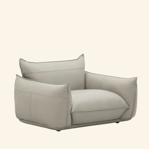 Pelle fotel wypełniony pierzem skóra naturalna 124x98x74 kolor SMOKE GREY
