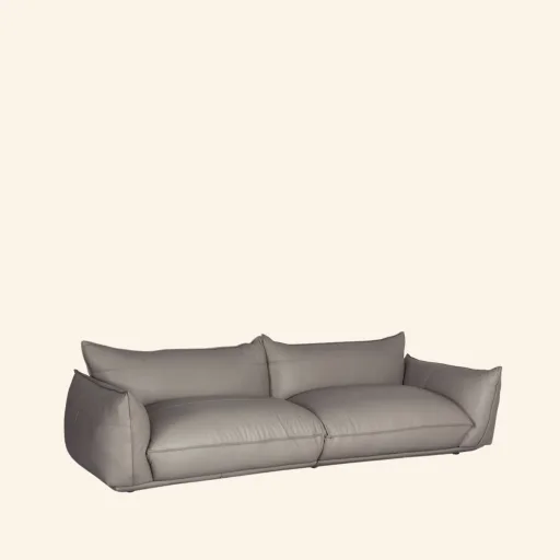 Pelle sofa 4os. wypełniona pierzem skóra naturalna 254x98x74 kolor DOVE