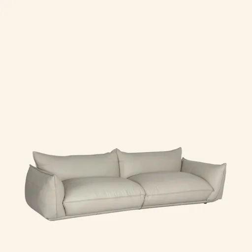 Pelle sofa 4os. wypełniona pierzem skóra naturalna 254x98x74 kolor SMOKE GREY