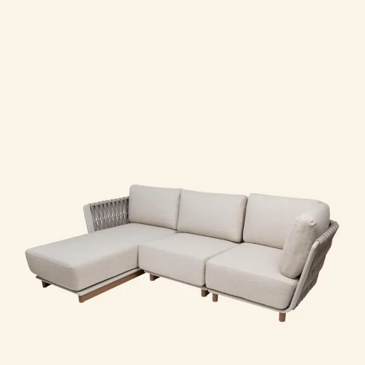 Solis Kompletna sofa 3 elementy szezlong lewa tkanina FONTELINA nóżki aluminiowe
