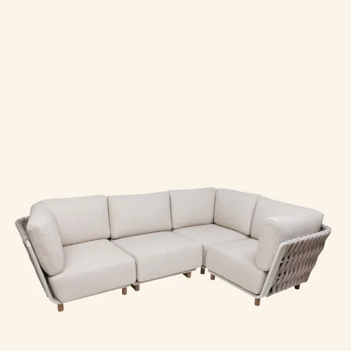 Solis Kompletna sofa 4 elementy prawa tkanina FONTELINA nóżki aluminiowe