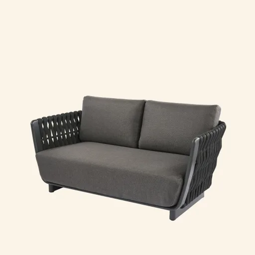 Solis kompletna Sofa 2 osobowa miękkie poduszki tkanina VITA nóżki aluminium