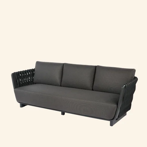 Solis kompletna Sofa 3 osobowa miękkie poduszki tkanina VITA nóżki aluminium