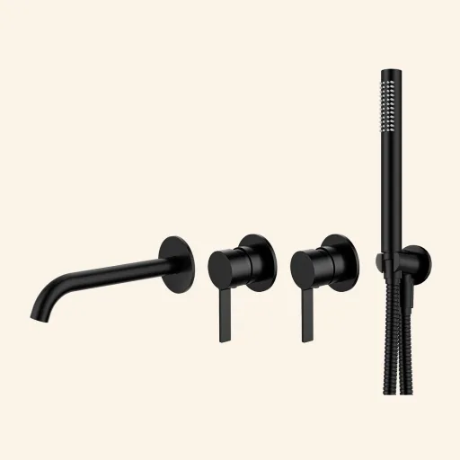 Alfa Flat 42 bateria wannowa podtynkowa 4-otwory wylewka 180 kolor Spell Noir