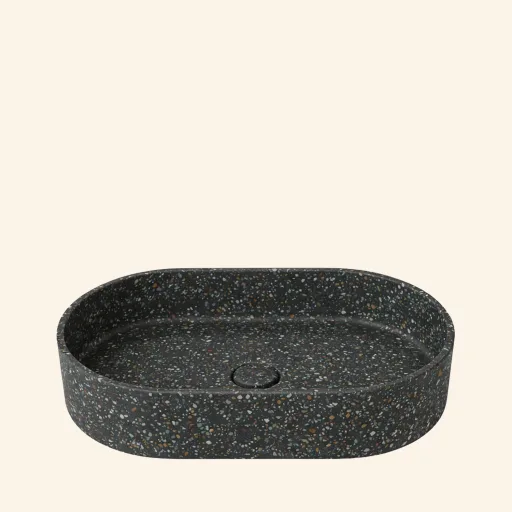 Konkrit Umywalka nablatowa 60x35x12 Black Terazzo