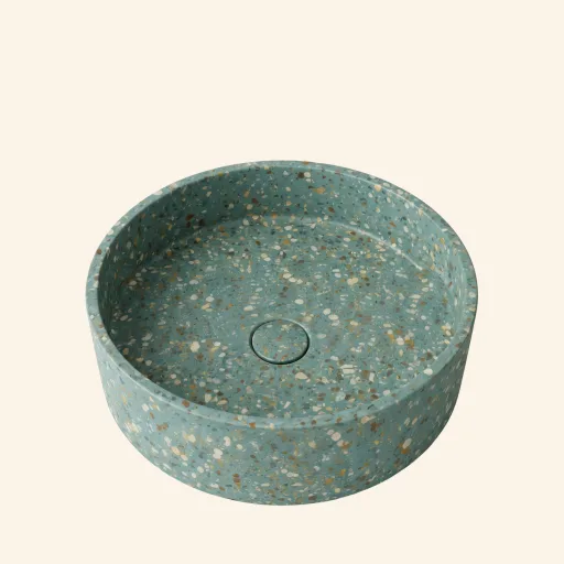 Konkrit Umywalka nablatowa 39x39x12 Green Terazzo