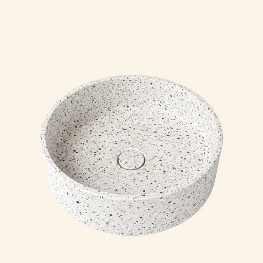 Konkrit Umywalka nablatowa 39x39x12 White Terazzo